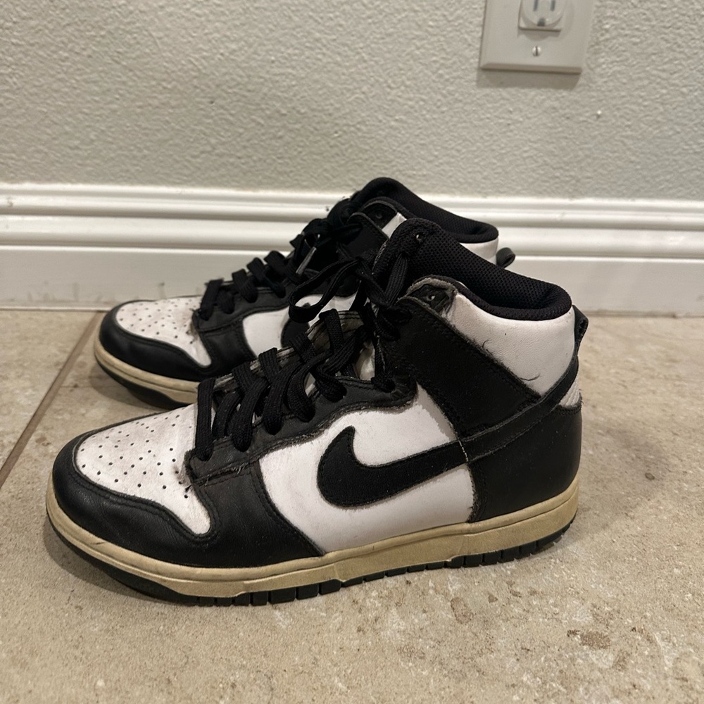 Nike Black and White High-Top Dunk Sneakers